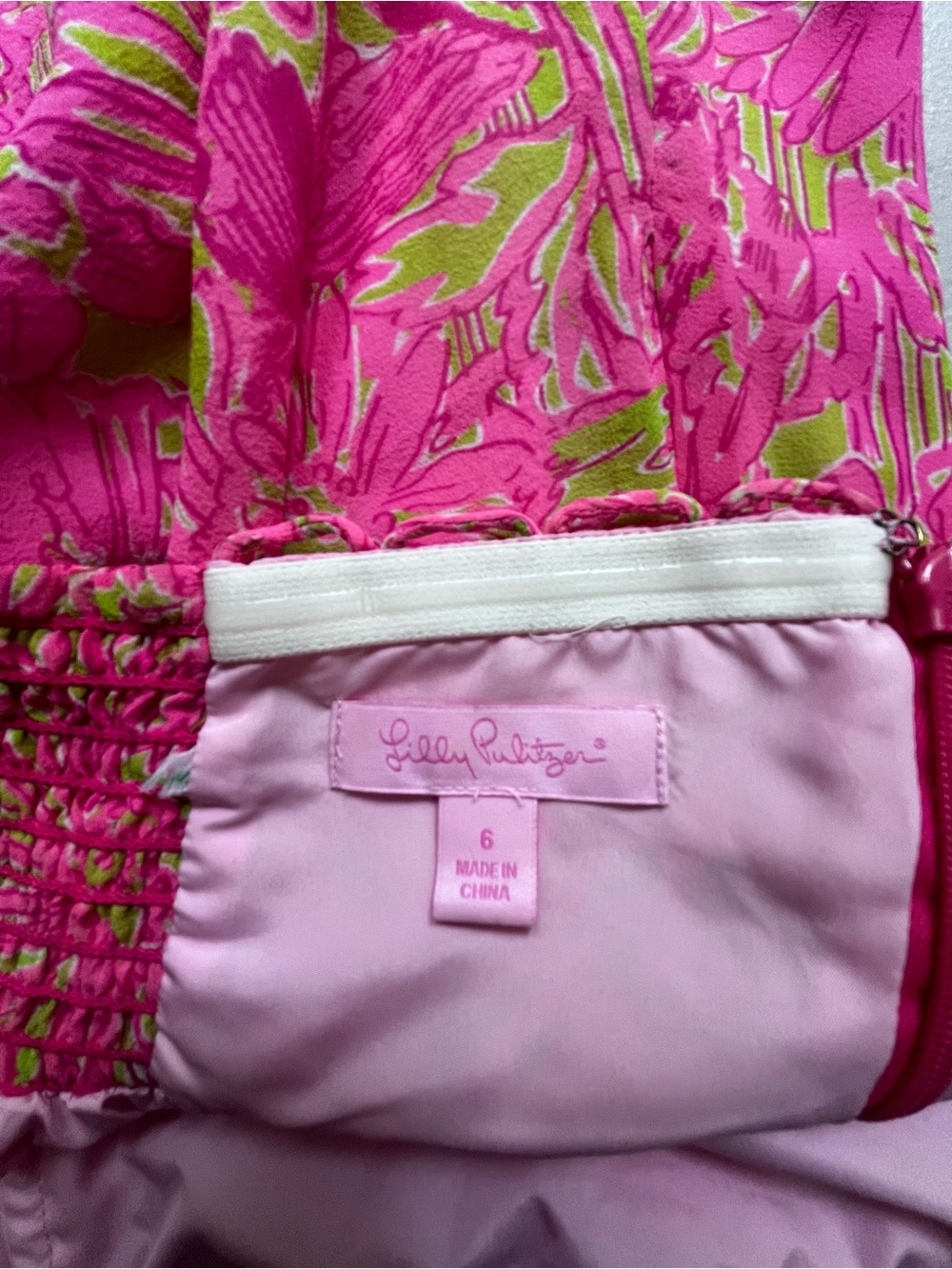 Lilly Pulitzer Pink Green Floral Silk Strapless Tube Top Size 6 - Picture 7 of 7